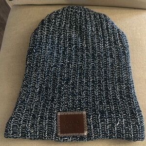 Love Your Melon Knit Heathered Hat Beanie Cotton Blue White One Size